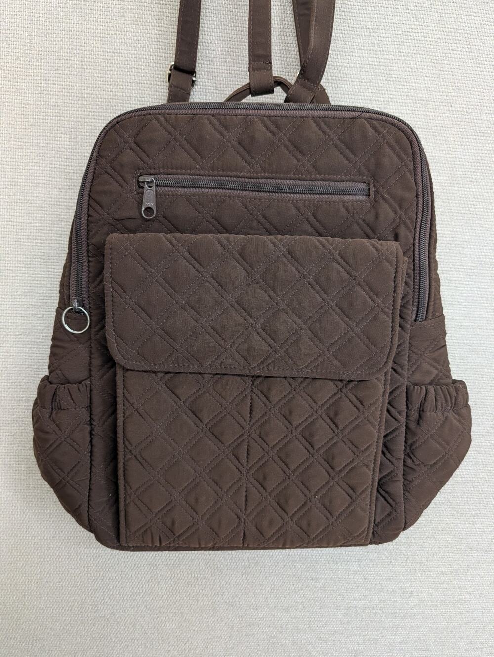 Vera Bradley Essential Classic Brown Backpack Quilted Cotton Campus FLAW READ AD